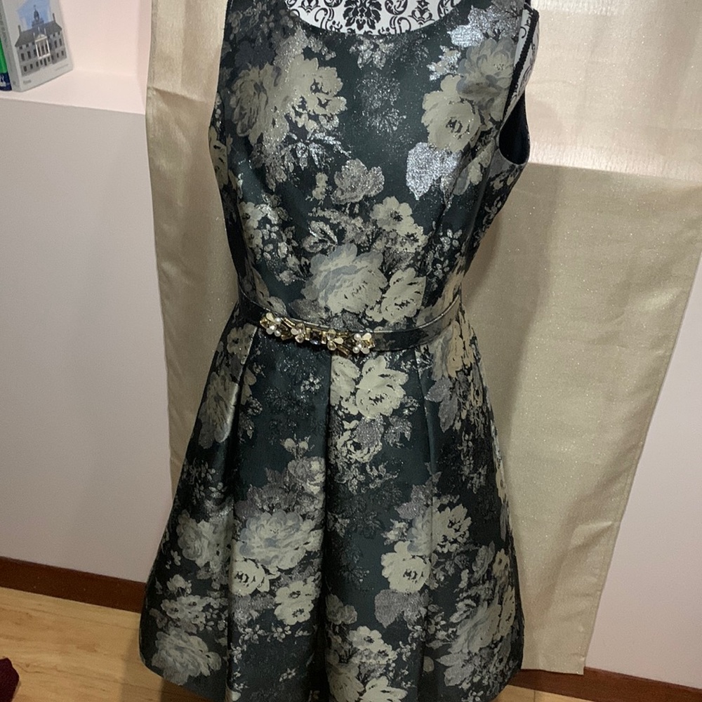 Eliza J Metallic Jacquard A Line  Dress